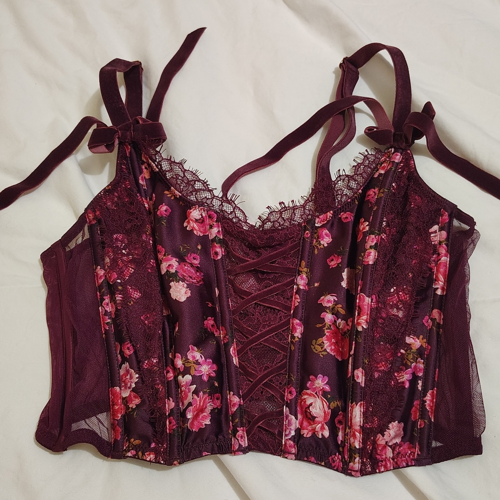 Victoria's Secret Red and Pink Chemise with Lace Trim